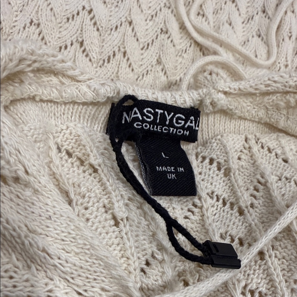 Nasty Gal Long Sleeve Open Back Crochet Maxi Beach Dress Size L Boho Chic Resort - Picture 7 of 8